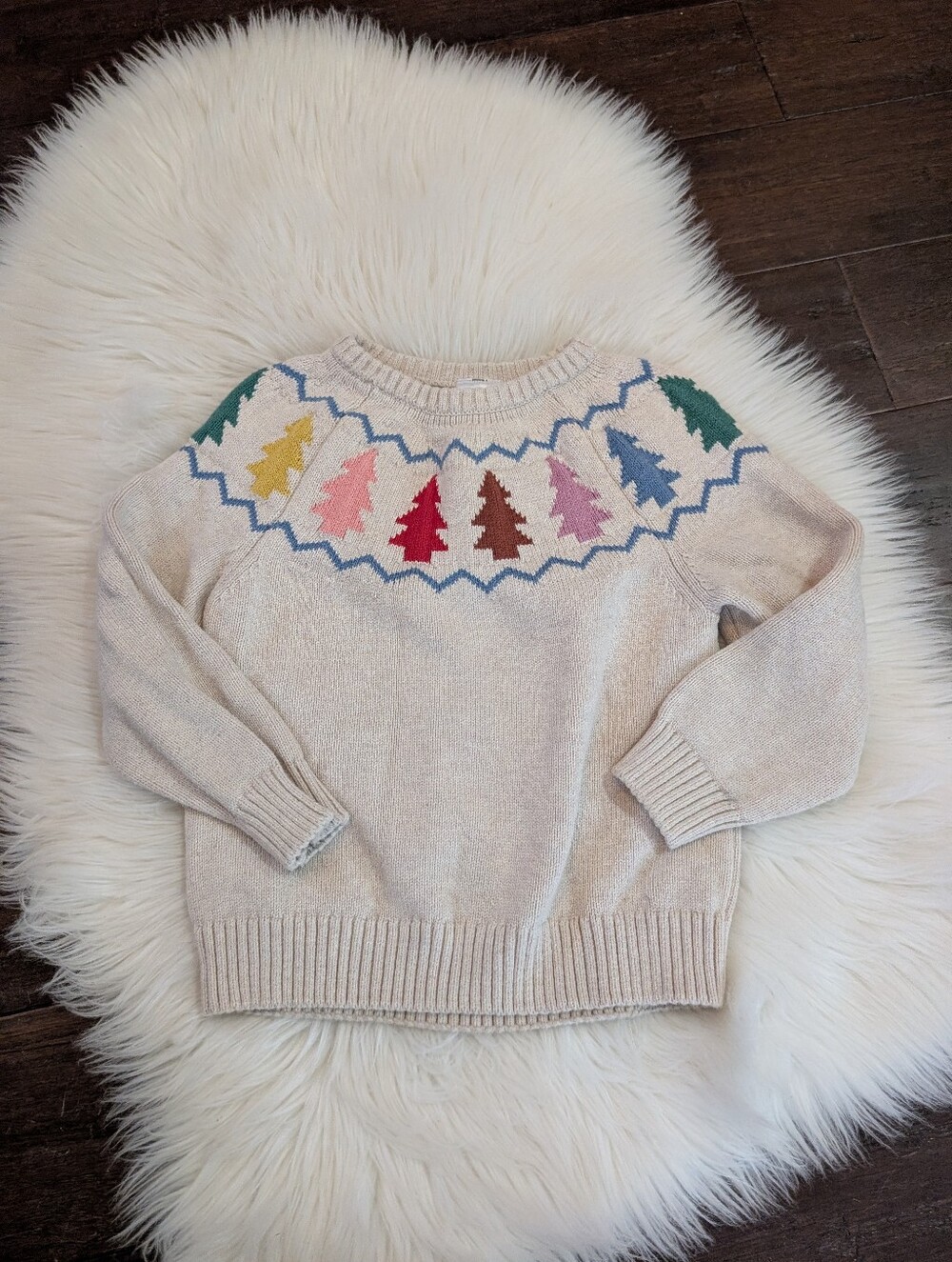 Hanna Andersson Festive Forest Sweater Colorful Trees 100% Cotton 4T